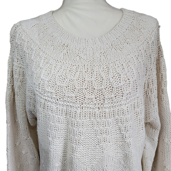 The Woolrich Woman Vintage Cream Fisherman Knit Sweater Size Large - Picture 3 of 13